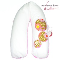 Coussin d'Allaitement Corpomed + Housse Azuretti Bulles Rose Blanc